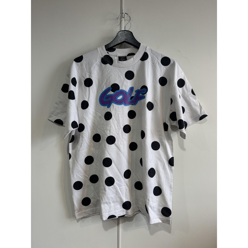 Golf Wang Polka Dot Shirt Mens Medium White Allover GOLF Logo Tee T-Shirt